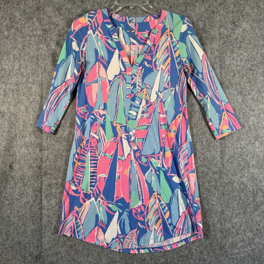 Lilly Pulitzer Ali Out to Sea Dress Womens XS Popover Resort Coastal Sailboat